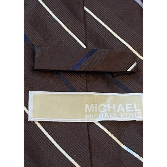 Michael Michael Kors Brown Blue 100% Silk Men’s Neck Tie Made In China - Picture 8 of 9